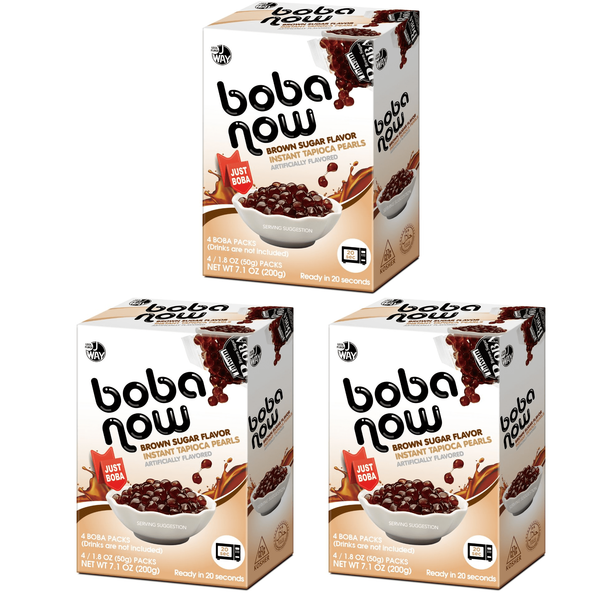J Way Boba Now, Instant Tapioca Boba Pearls, Individual Packets, 12 Servings