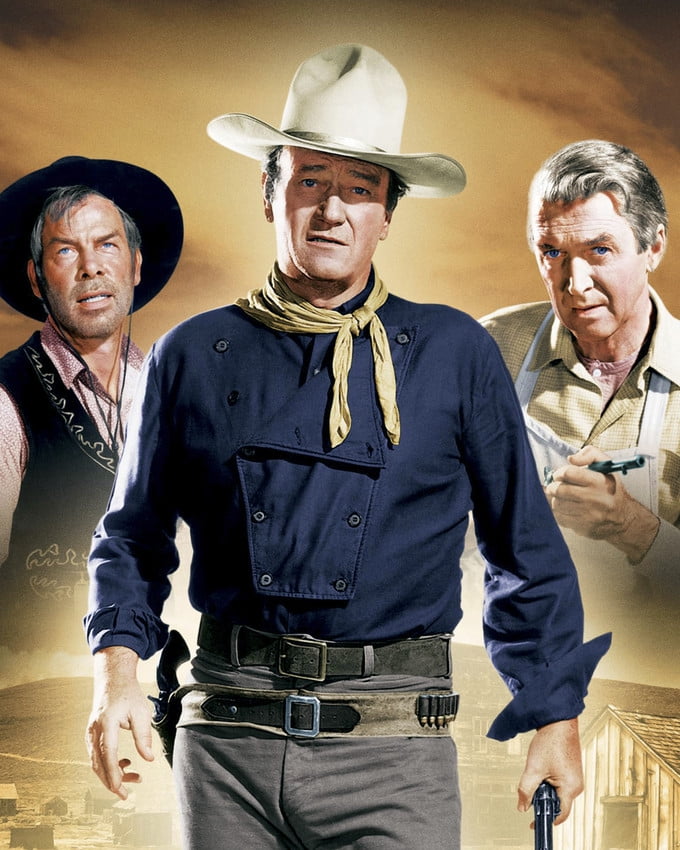 J. Wayne And Lee Marvin And James Stewart In The Man Who Shot Liberty