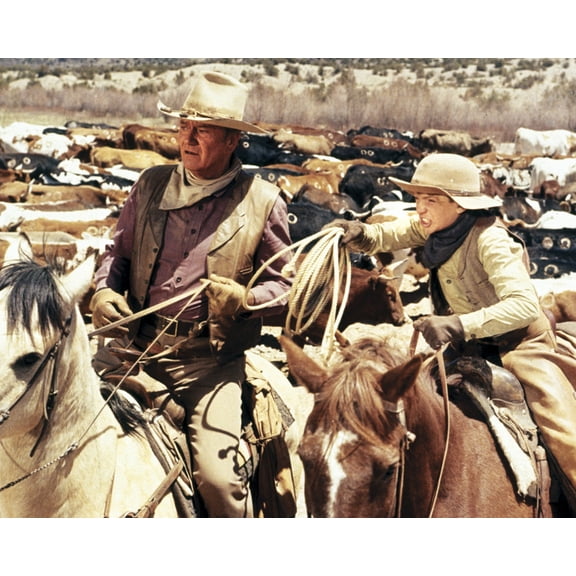 J. Wayne In The Cowboys Riding The Herd With Young Cowboy 24X36 Classic Hollywood Poster