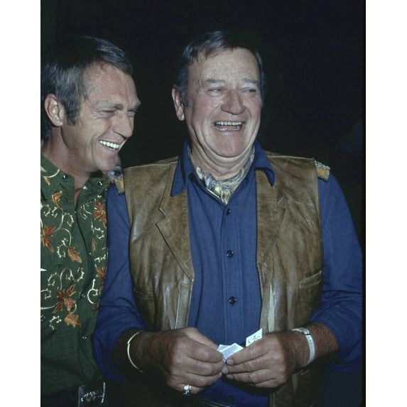 J. Wayne McQueen Laughing Candid Image Two Legendary Stars 24X36 Classic Hollywood Poster