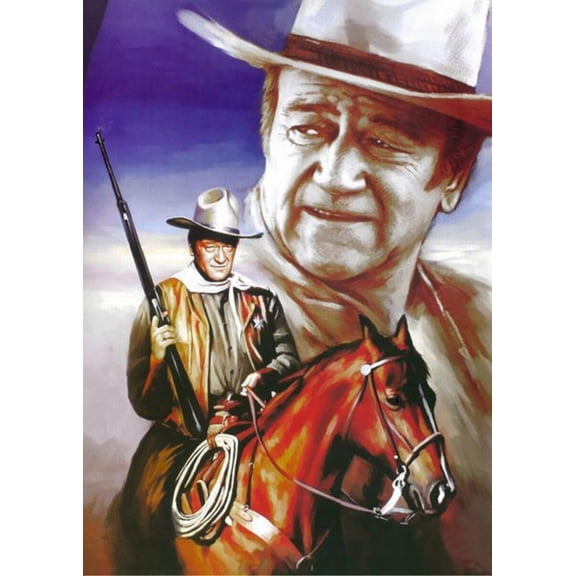 J Wayne Riding Portrait Tin Sign - 8x12