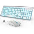 J Wireless Keyboard and Mouse Combo with 7 Backlit Options,Quiet Light