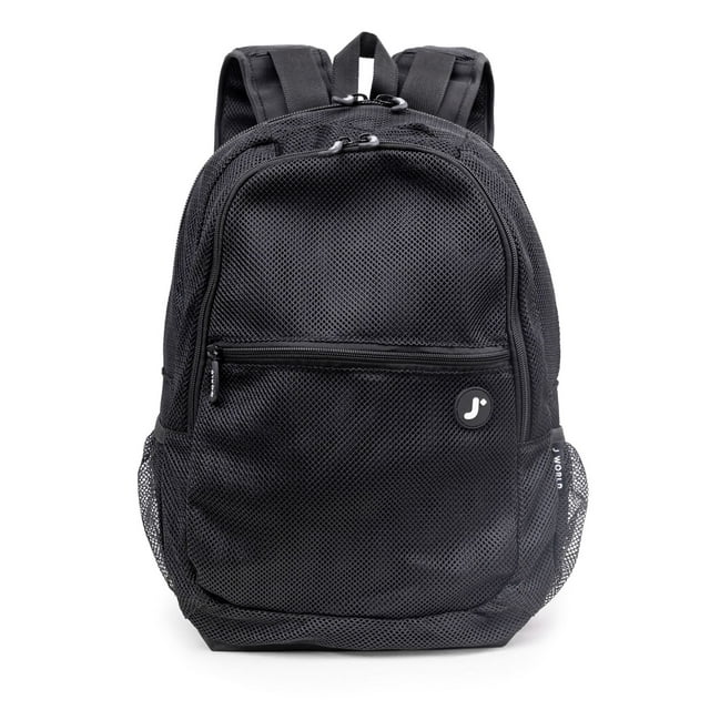 J World 18" Mesh Backpack for School and Travel, Black