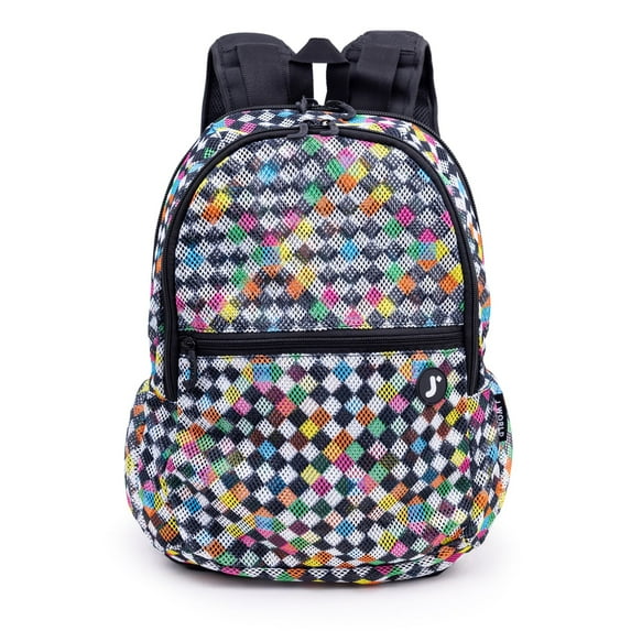 J World 18" Mesh Backpack for School and Travel, Checkers