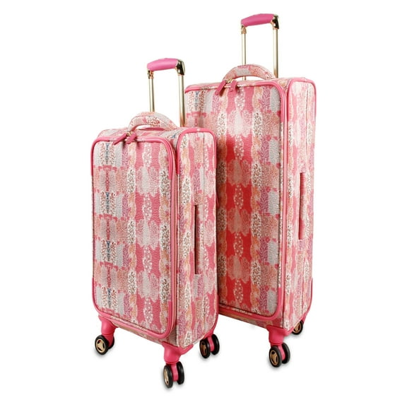 J World Bella Artist Soft Shell Luggage Set, Pink Forest