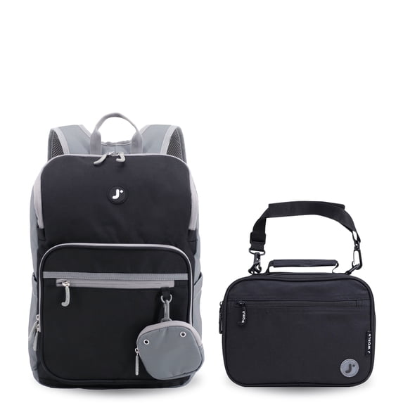 J World Boys And Girls Junior Backpack With Lunch Box For School, Black