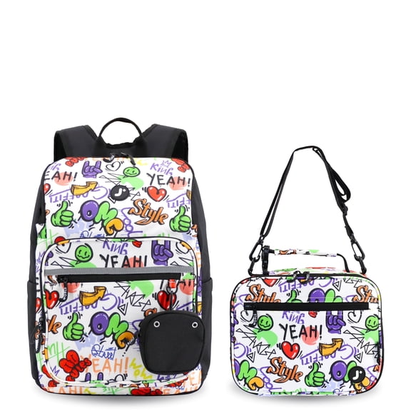 J World Boys And Girls Junior Backpack With Lunch Box For School, Street Art