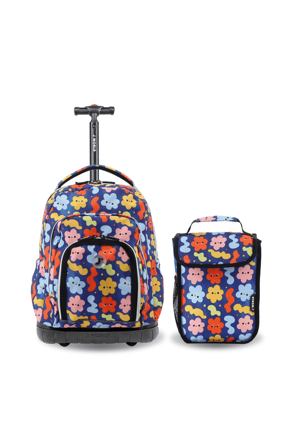 J World Boys And Girls Lollipop 16" Kids Rolling Backpack With Insulated Lunch Bag, Baby Cloud