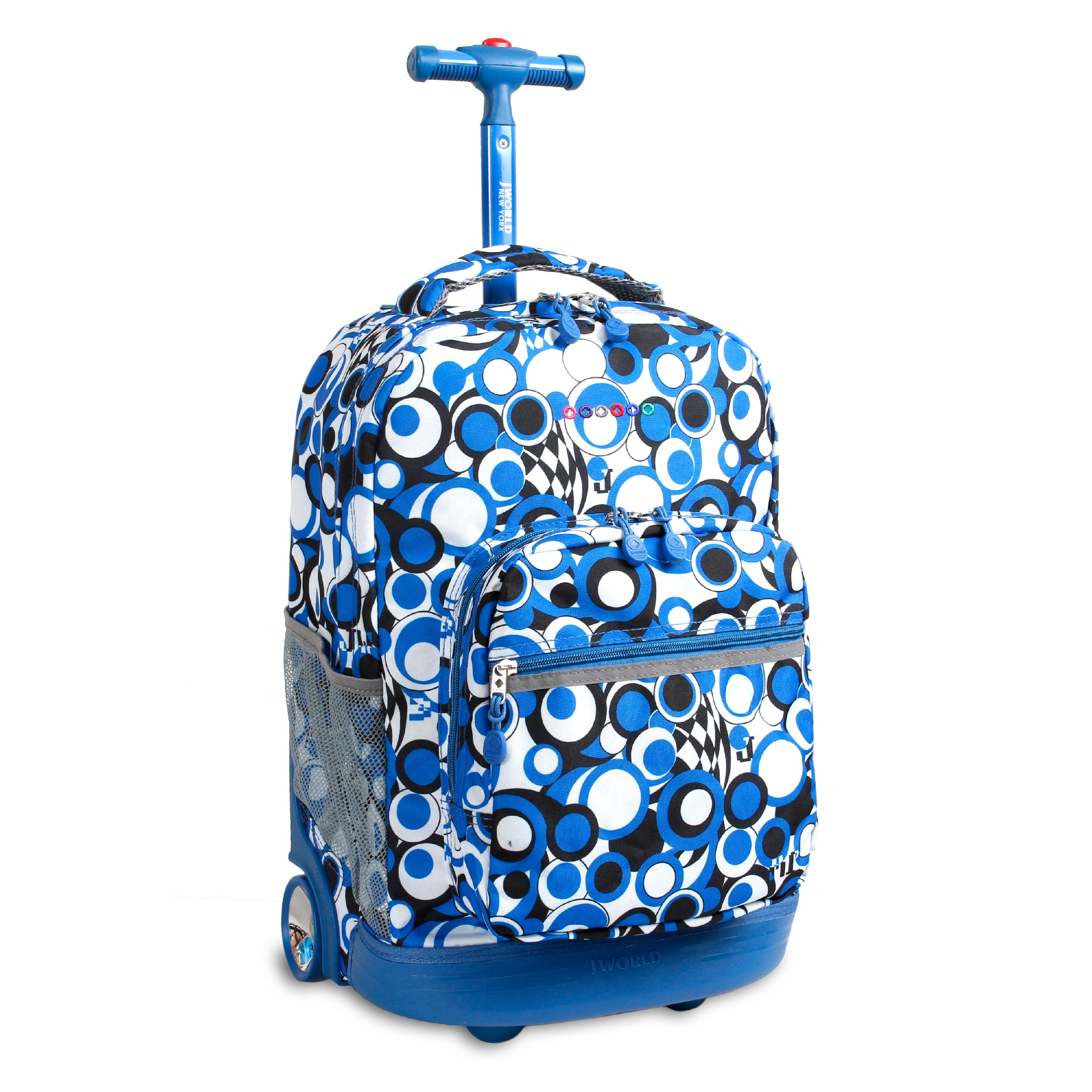 J World Boys And Girls Sunrise 18" Rolling Backpack For School And Travel, Chess Blue - image 1 of 5