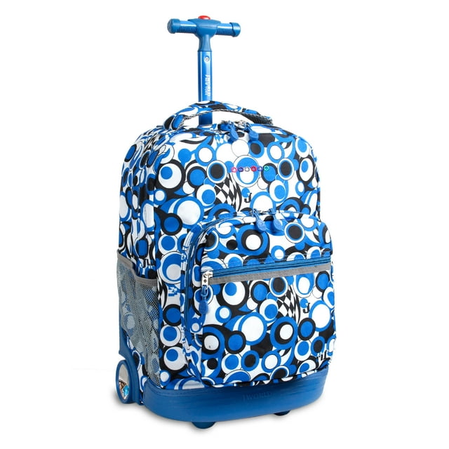 J World Boys And Girls Sunrise 18" Rolling Backpack For School And Travel, Chess Blue