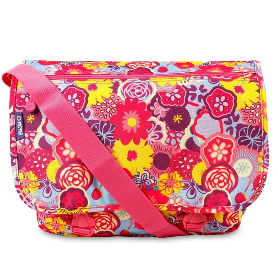J World Boys And Girls Terry 15" Messenger Bag For School And Travel, Poppy Pansy