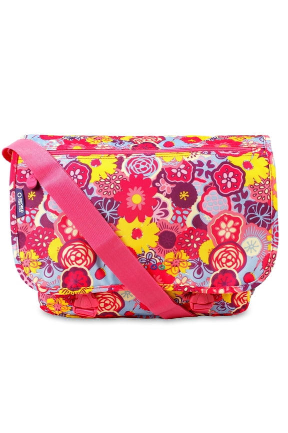 J World Boys And Girls Terry 15" Messenger Bag For School And Travel, Poppy Pansy