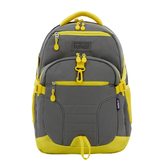 J World Boys and Girls Atom 18.5" Multi-Compartment Laptop Backpack for School and Travel, Grey