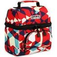 thumbnail image 1 of J World Unisex Corey Lunch Bag, Red Cubes, 1 of 7