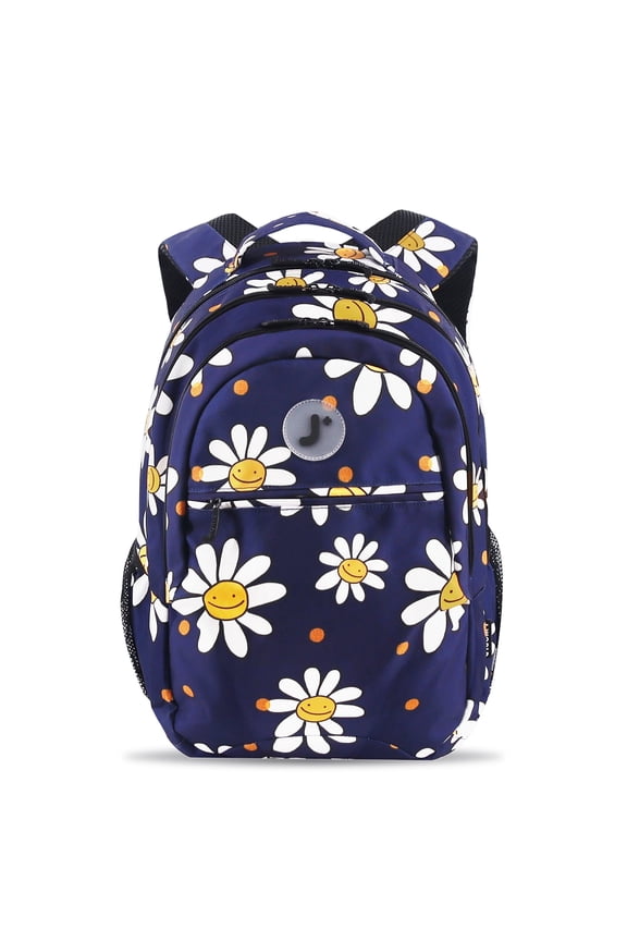 J World Boys and Girls Cornelia 18" Multi Compartment Laptop Backpack for School and Travel, Joy Daisy