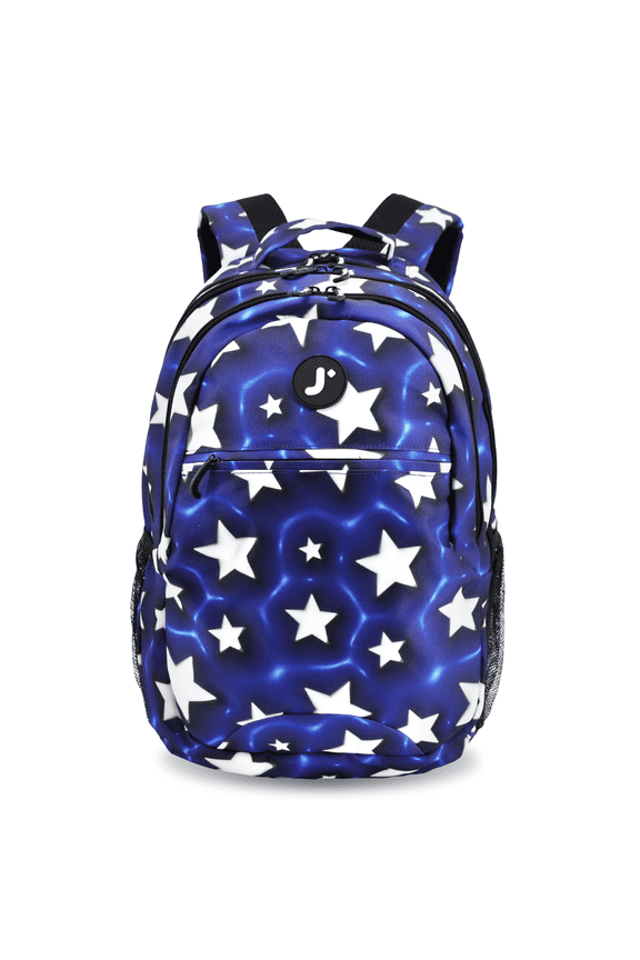 J World Boys and Girls Cornelia 18" Multi Compartment Laptop Backpack for School and Travel, Puffy Star