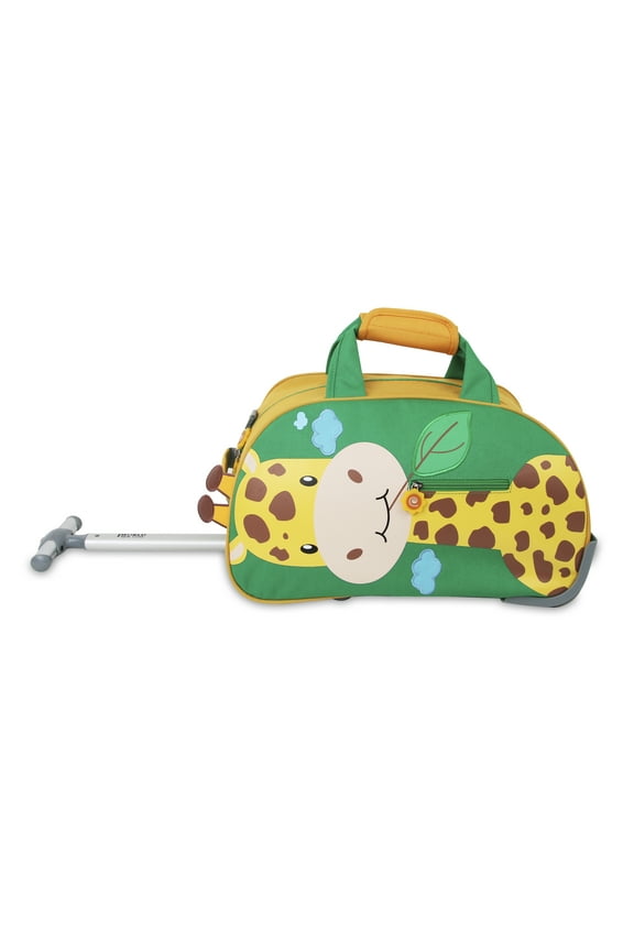 J World Boys and Girls Kids Travel Duffle Bag with Wheels Carry-on, Giraffe