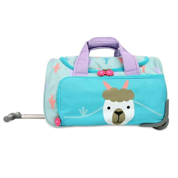 J World Boys and Girls Kids travel Duffle Bag with Wheels Carry-on Luggage, Llama