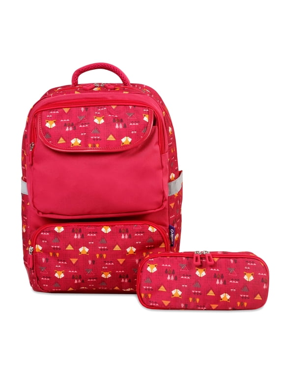 J World Boys and Girls Sprout Kids 15" Backpack with Pencil Case for School, Fox