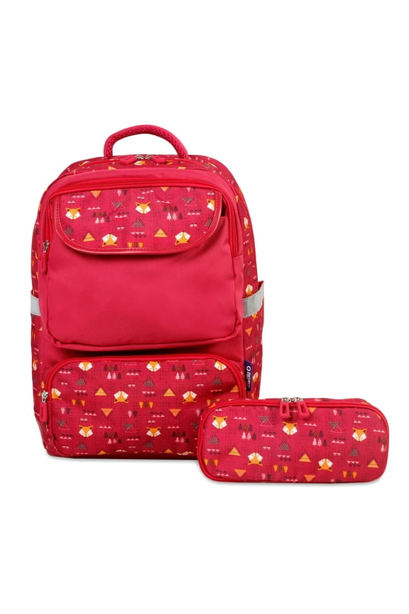 J World Boys and Girls Sprout Kids 15" Backpack with Pencil Case for School, Fox