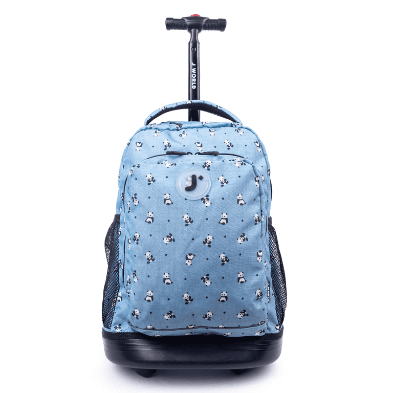 J World Boys and Girls Sunny 17 Kids Rolling Backpack for School and Travel Panda
