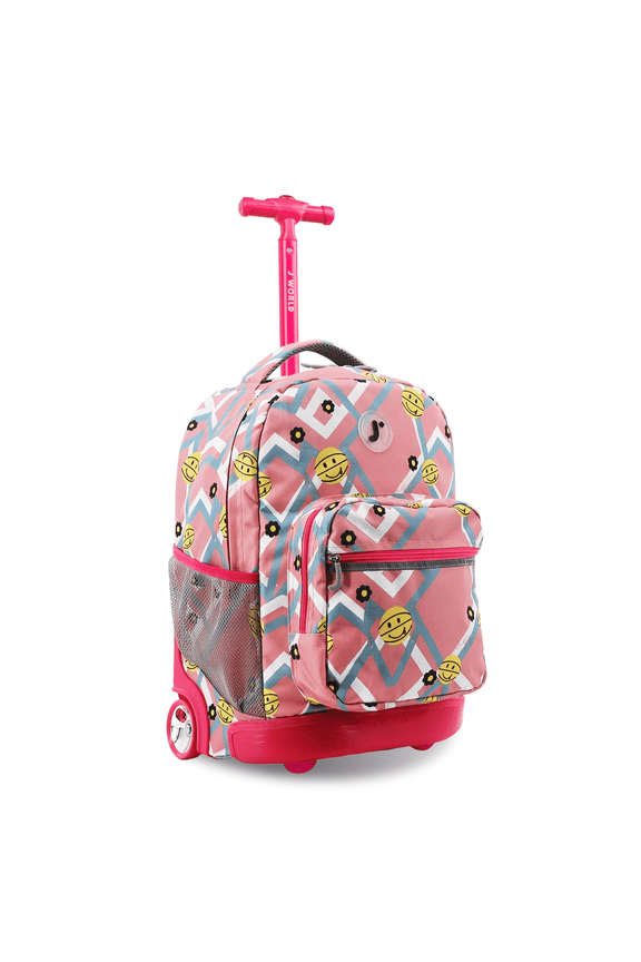 J World Boys and Girls Sunrise 18" Rolling Backpack for School and Travel, Basketbally