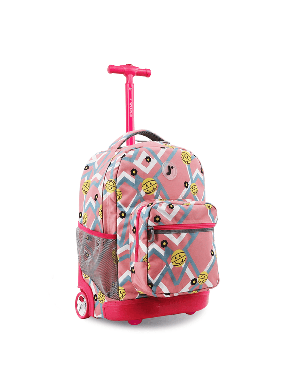J World Boys and Girls Sunrise 18" Rolling Backpack for School and Travel, Basketbally