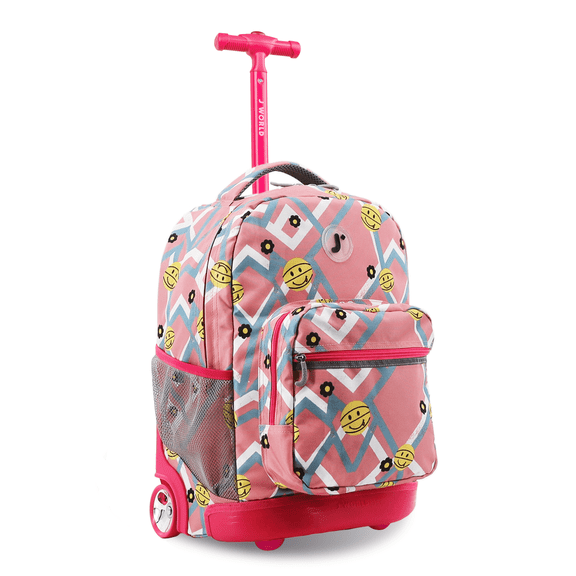 J World Boys and Girls Sunrise 18" Rolling Backpack for School and Travel, Basketbally