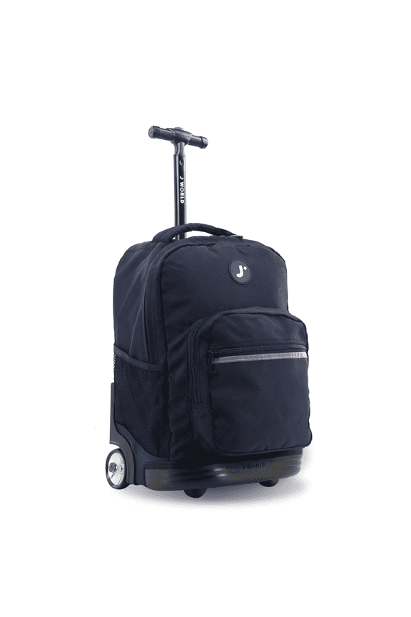 J World Boys and Girls Sunrise 18" Rolling Backpack for School and Travel, Black