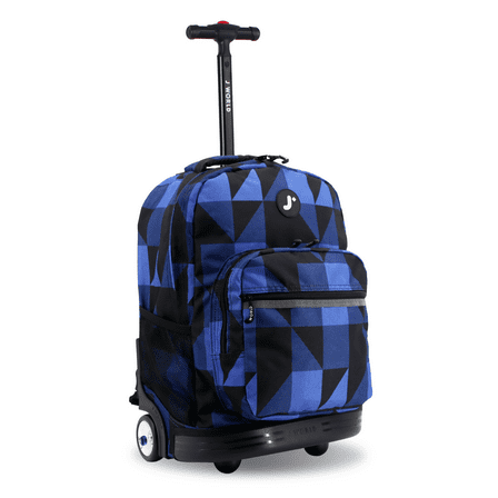 J World Boys and Girls Sunrise 18" Rolling Backpack for School and Travel, Block Navy