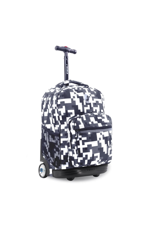 J World Boys and Girls Sunrise 18" Rolling Backpack for School and Travel, Camo