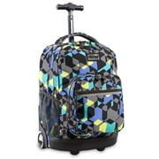 J World Boys and Girls Sunrise 18" Rolling Backpack for School and Travel, Cubes