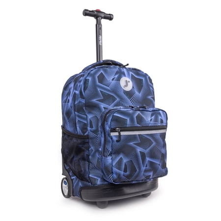 J World Boys and Girls Sunrise 18" Rolling Backpack for School and Travel, Disco