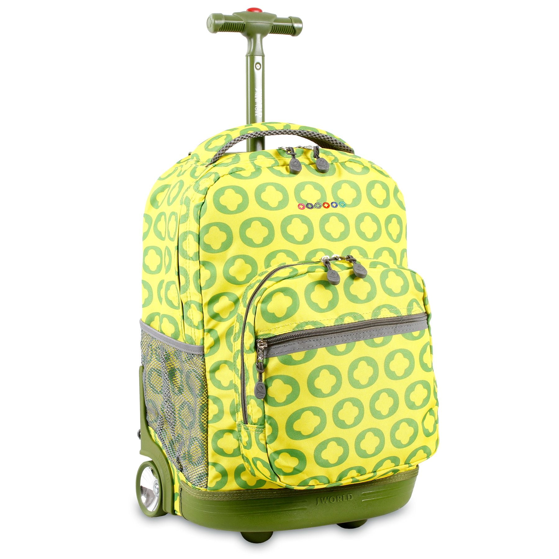 J World Boys and Girls Sunlight 18" Rolling Backpack for School and Travel, Olive