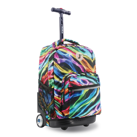 J World Boys and Girls Sunrise 18" Rolling Backpack for School and Travel, Quantum