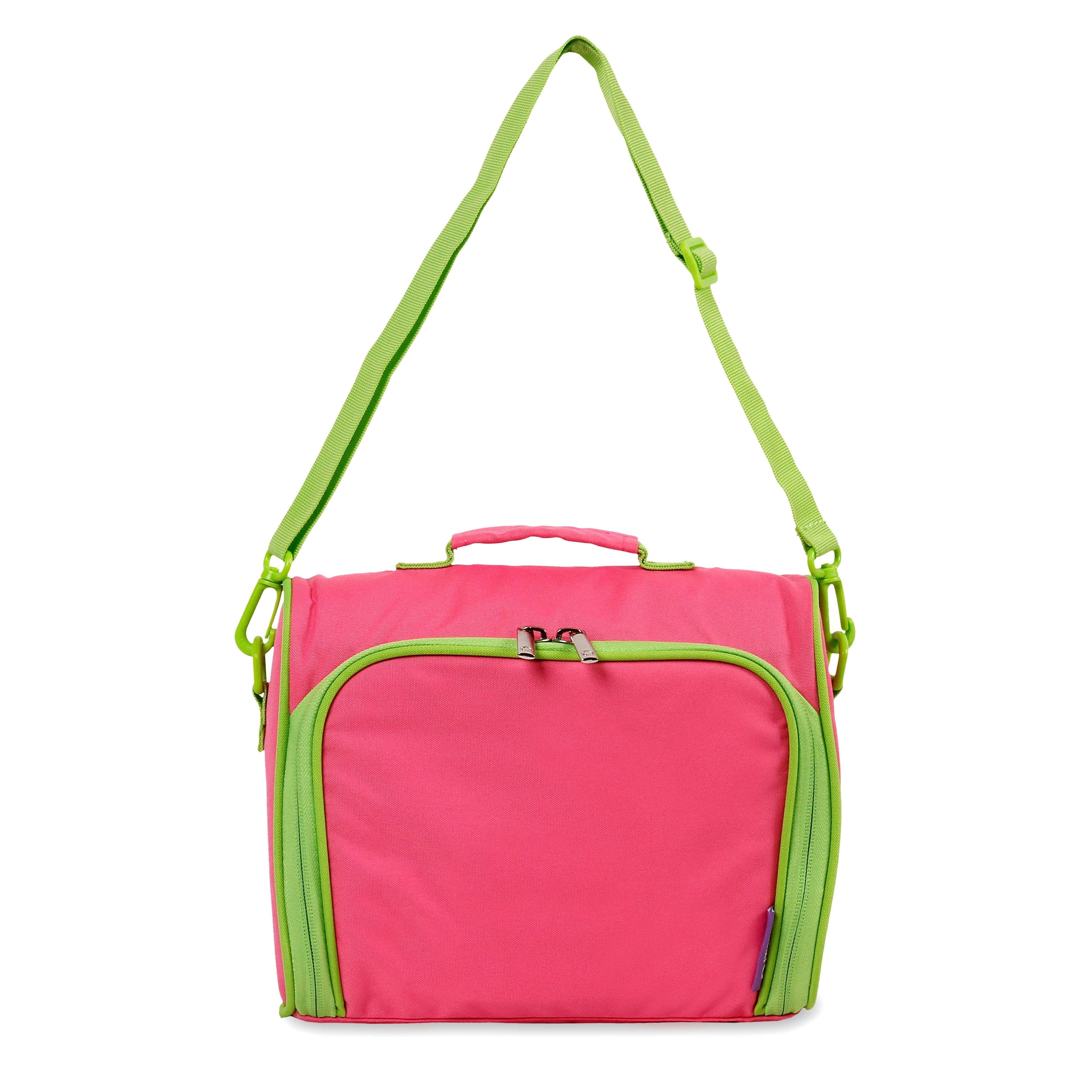 J World Girls Casey Large Insulated Kids Lunch Bag with Shoulder Strap for School, Pink