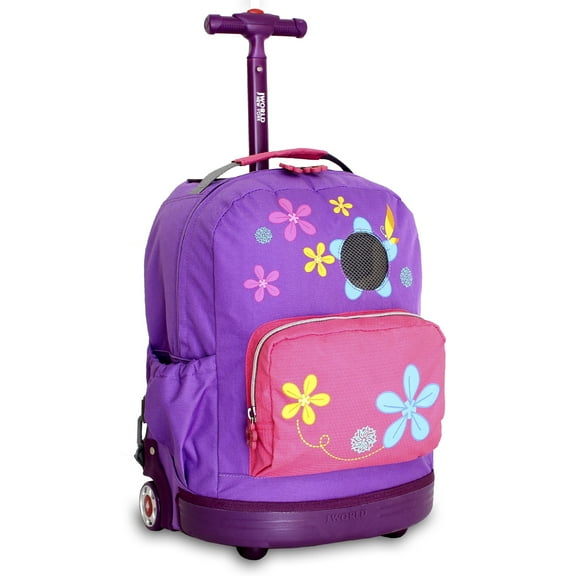 J World Girls Character Kids 16" Rolling Backpack for School and Travel, Aroma
