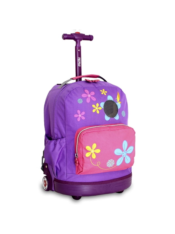 J World Girls Character Kids 16" Rolling Backpack for School and Travel, Aroma