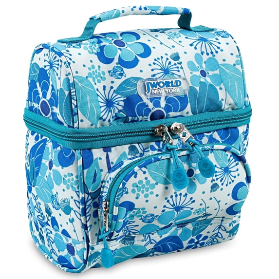 J World Girls Corey Insulated Kids Lunch Bag for School, Blue Vine