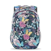 J World Girls Cornelia 18 Multi Compartment Laptop Backpack for School and Travel, Secret Garden