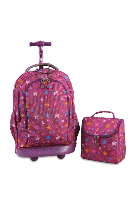 J World Girls Setbeamer 18" Rolling With Lunch Bag, Stars