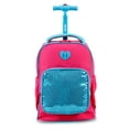 thumbnail interactive-video image 1 of J World Girls Sparkle 15" Kids Rolling Backpack For School And Travel, Pink, 1 of 11