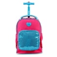 thumbnail interactive-video image 1 of J World Girls Sparkle 15" Kids Rolling Backpack for School and Travel, Pink, 1 of 9