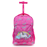 J World Girls Sparkle 15 Kids Rolling Backpack for School and Travel, Unicorn