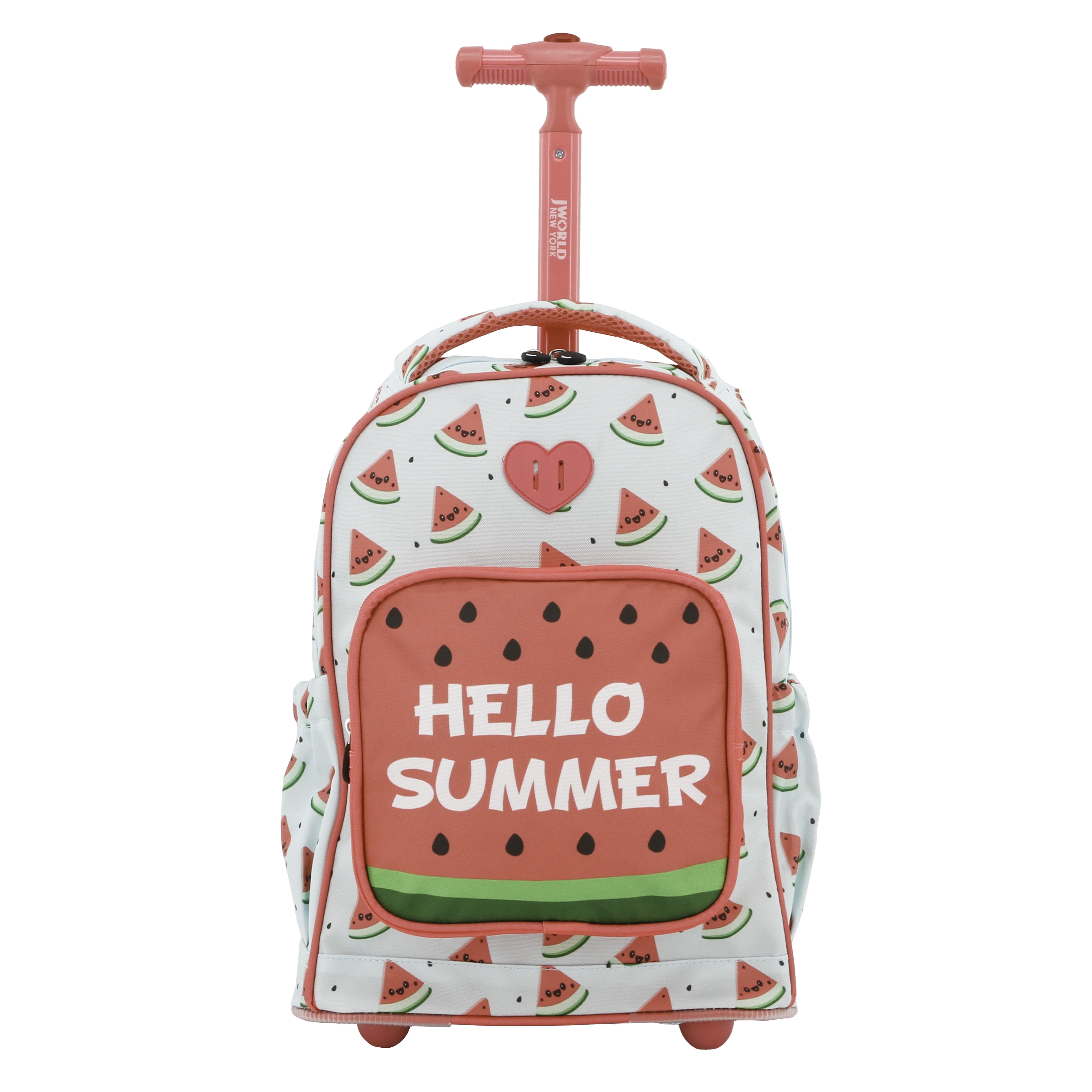 Mochila con ruedas para niñas J World Sparkle de 15 pulgadas, para escuela y viaje, sandía