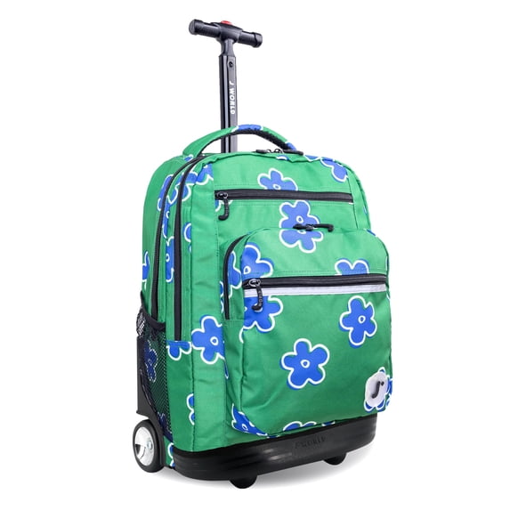 J World Girls Sundance 20" Rolling Backpack With Laptop Sleeve For School And Travel, Picnic