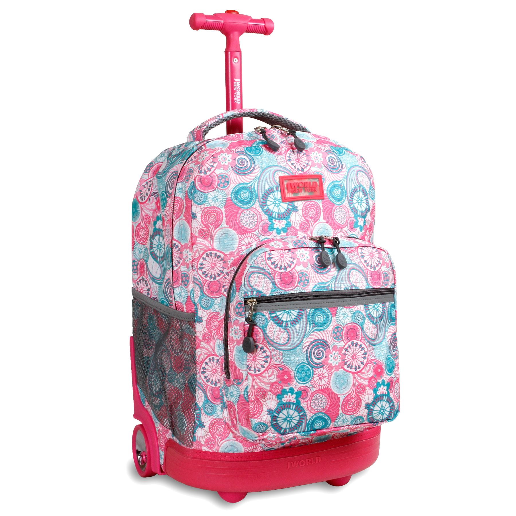 J World Girls Sunrise 18" Rolling Backpack for School and Travel, Blue