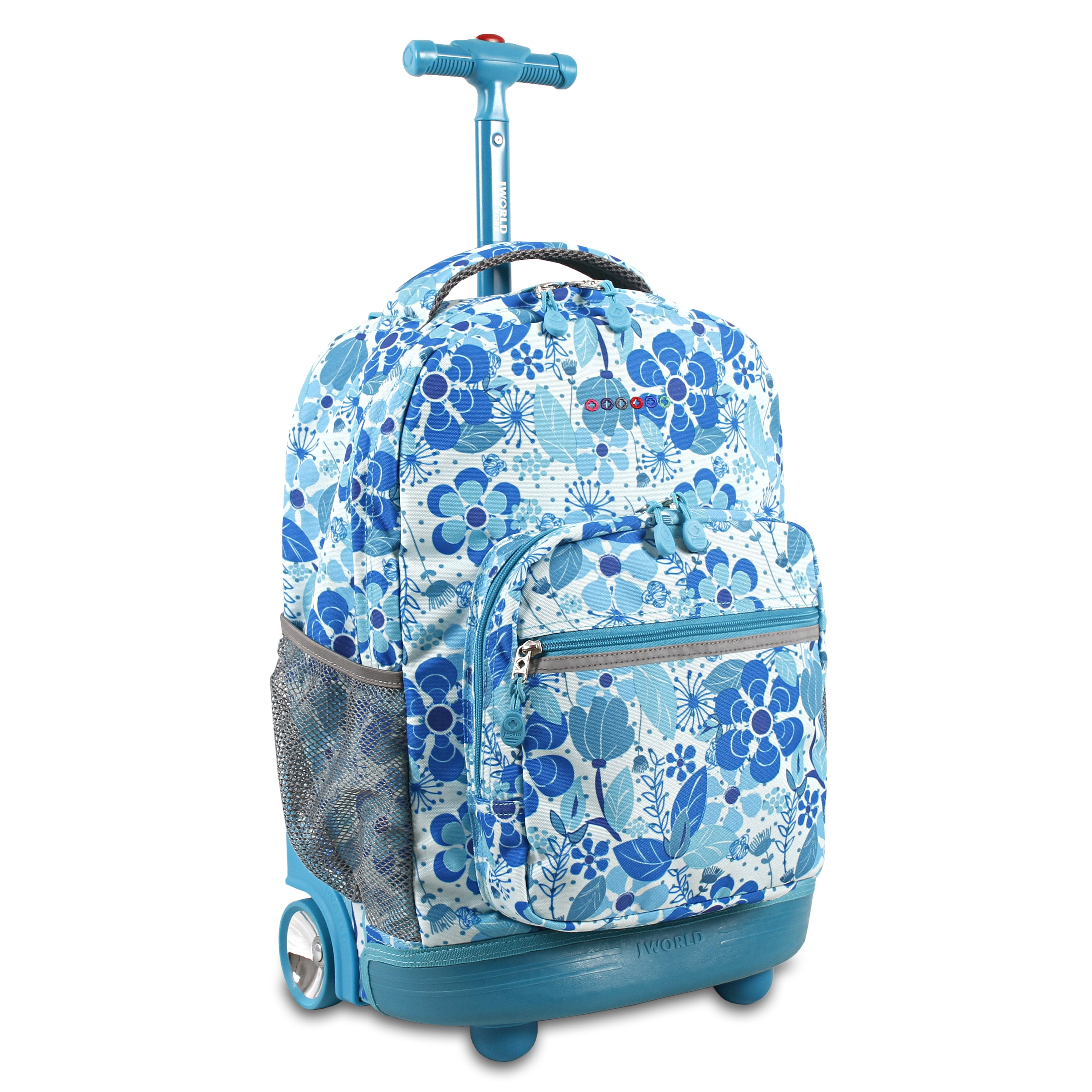 J World Girls Sunrise 18 Rolling Backpack with Wheels for School Travel Laptop Kids Blue Vine Walmart
