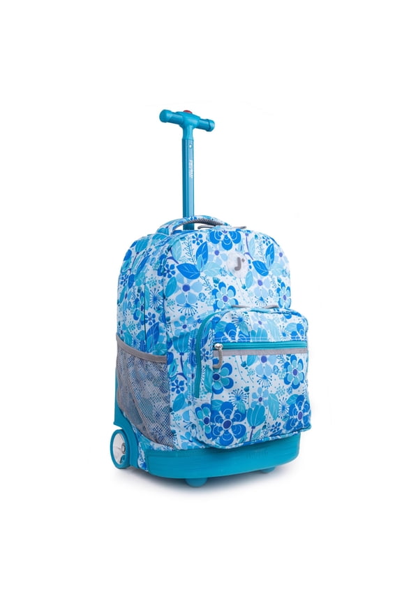 J World Girls Sunrise 18" Rolling Backpack For School And Travel, Blue Vine