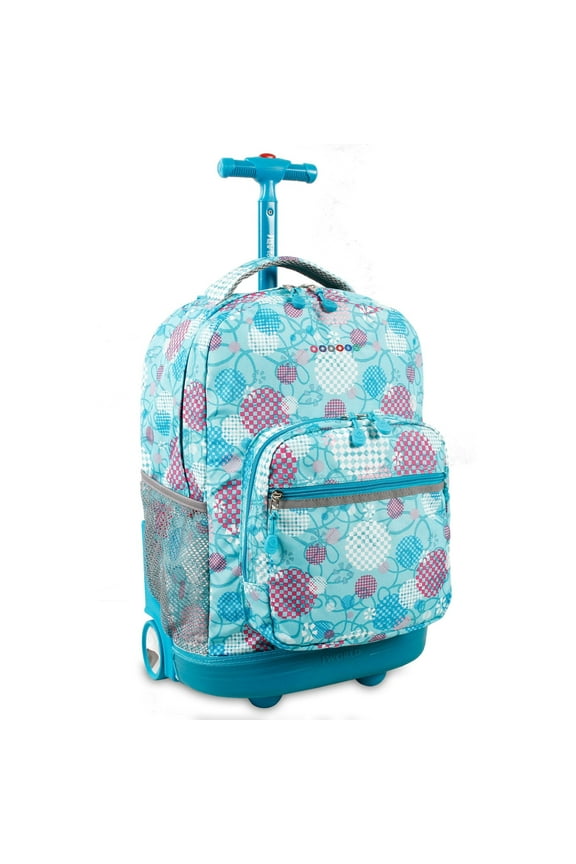 J World Girls Sunrise 18" Rolling Backpack for School and Travel, Dandelion